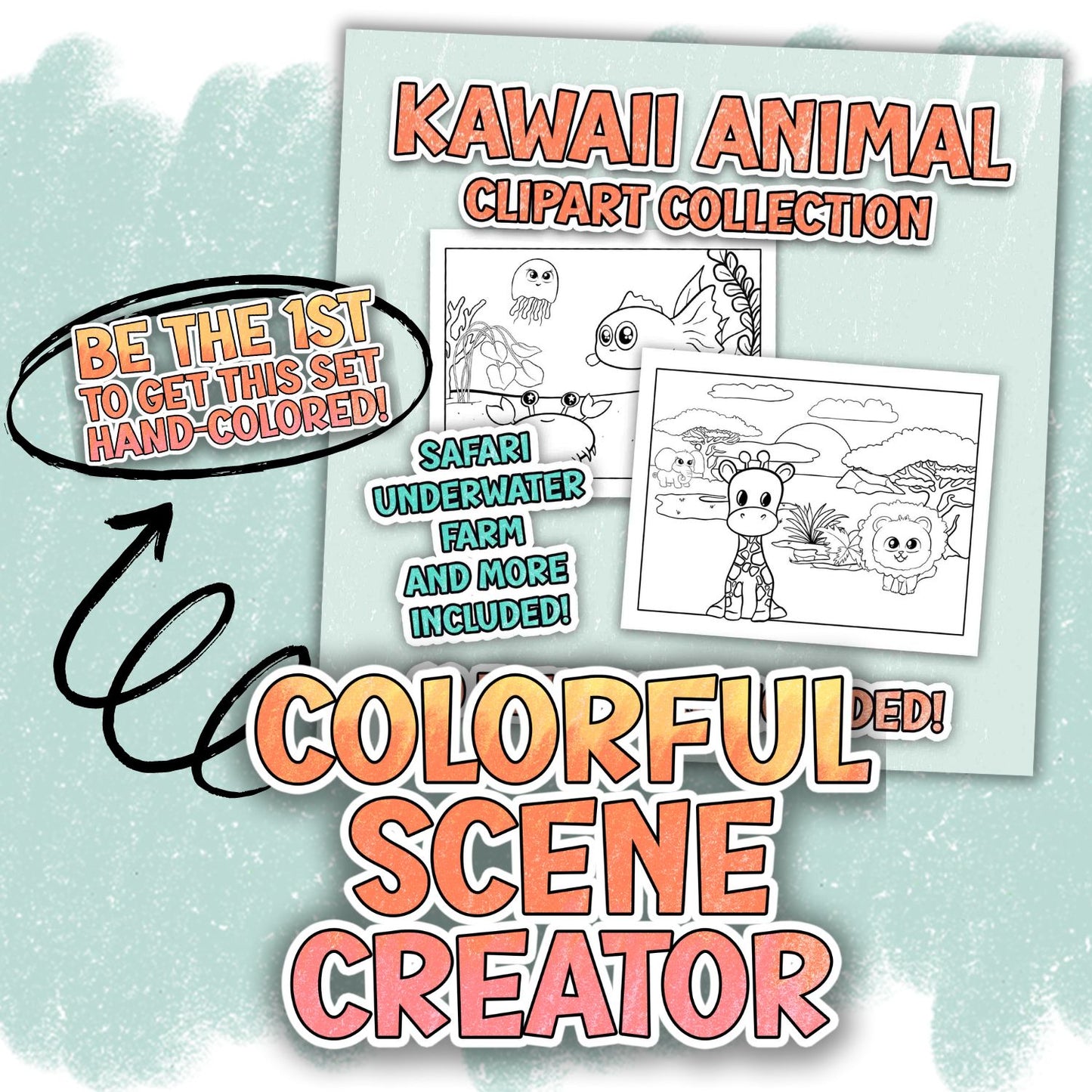 Kawaii Animals - Colorful Scene Creator Set