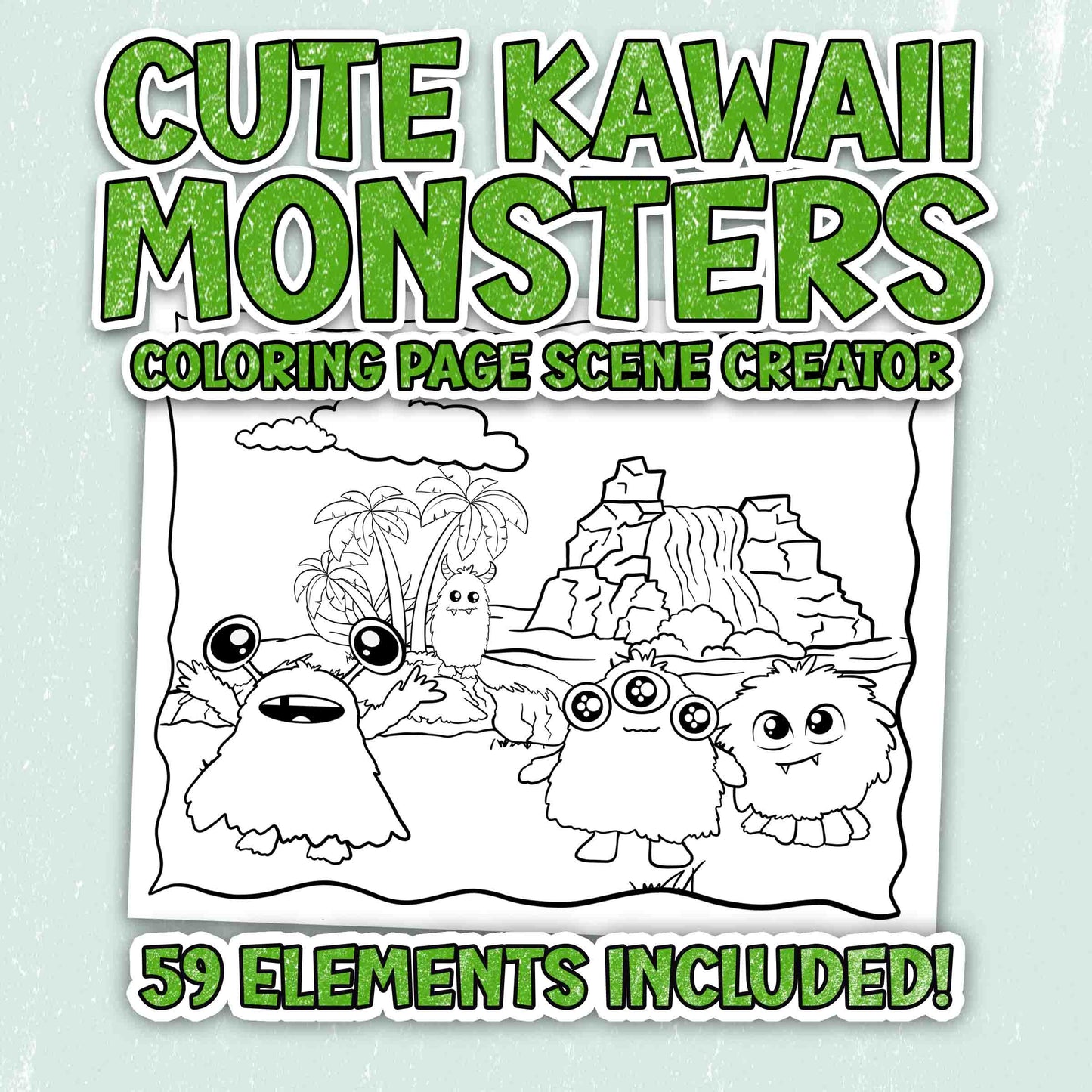 Kawaii Cute Monsters - Coloring Page Scene Creator