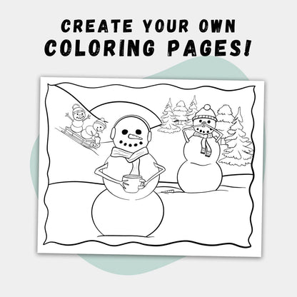 Frozen Fun: A Winter Themed Coloring Page Scene Creator