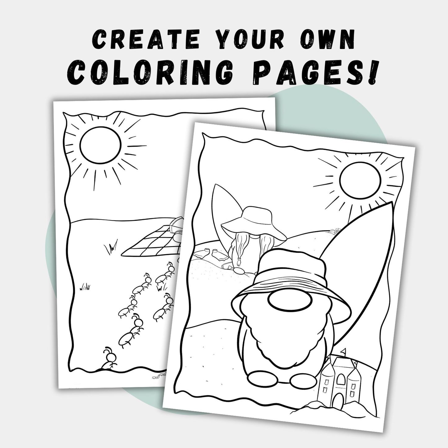 Summer Gnomes Coloring Page Scene Creator