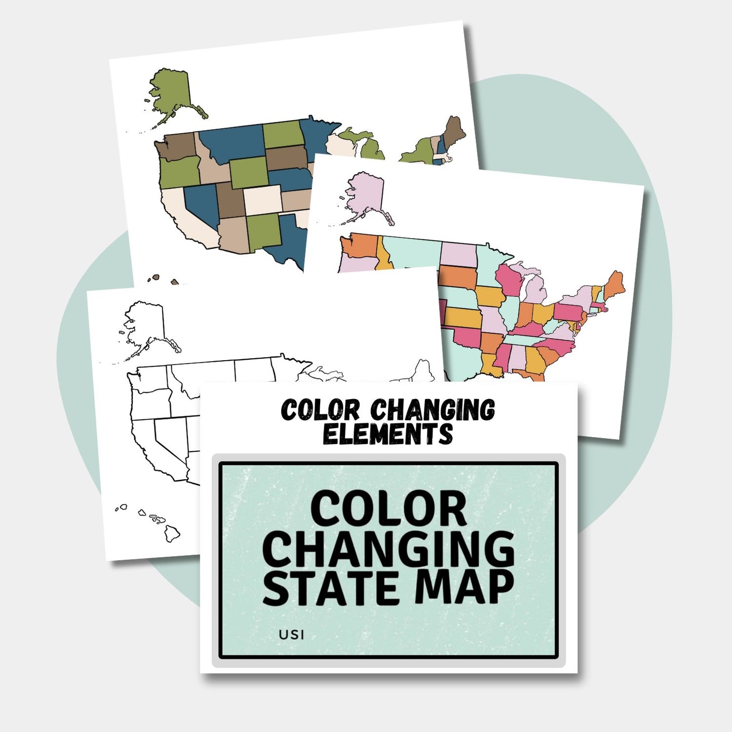 US State Outlines with Color Changing Map