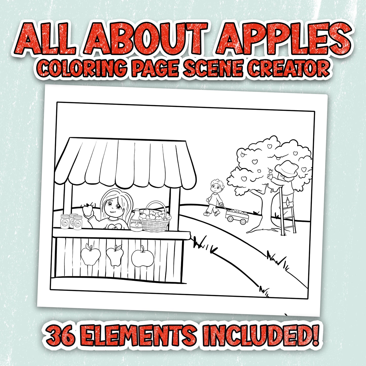 All About Apples - Coloring Page Scene Creator