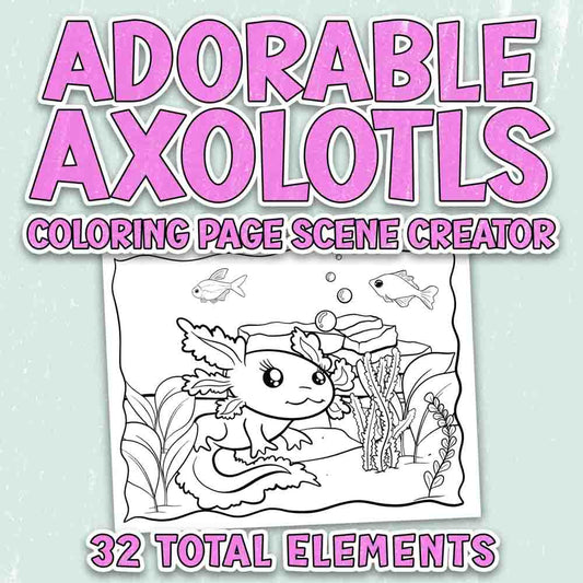 Adorable Axolotls - Coloring Page Scene Creator
