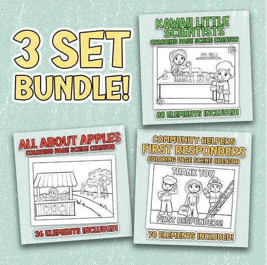 Back-to-School - Coloring Page Scene Creator Bundle 2