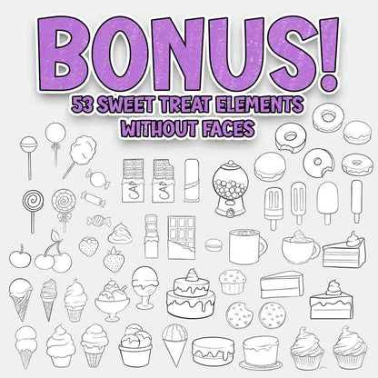 Kawaii Sweet Treats Coloring Page Scene Creator