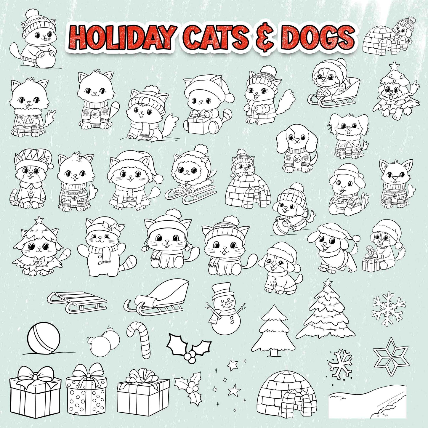 Full Year Holiday Bundle: Coloring Page Scene Creators