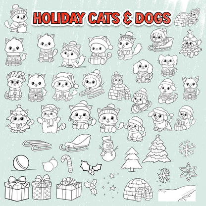 Full Year Holiday Bundle: Coloring Page Scene Creators