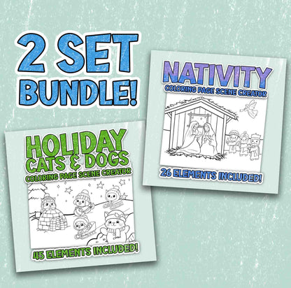 Christmas Bundle - Build-A-Nativity Scene & Holiday Cats and Dogs