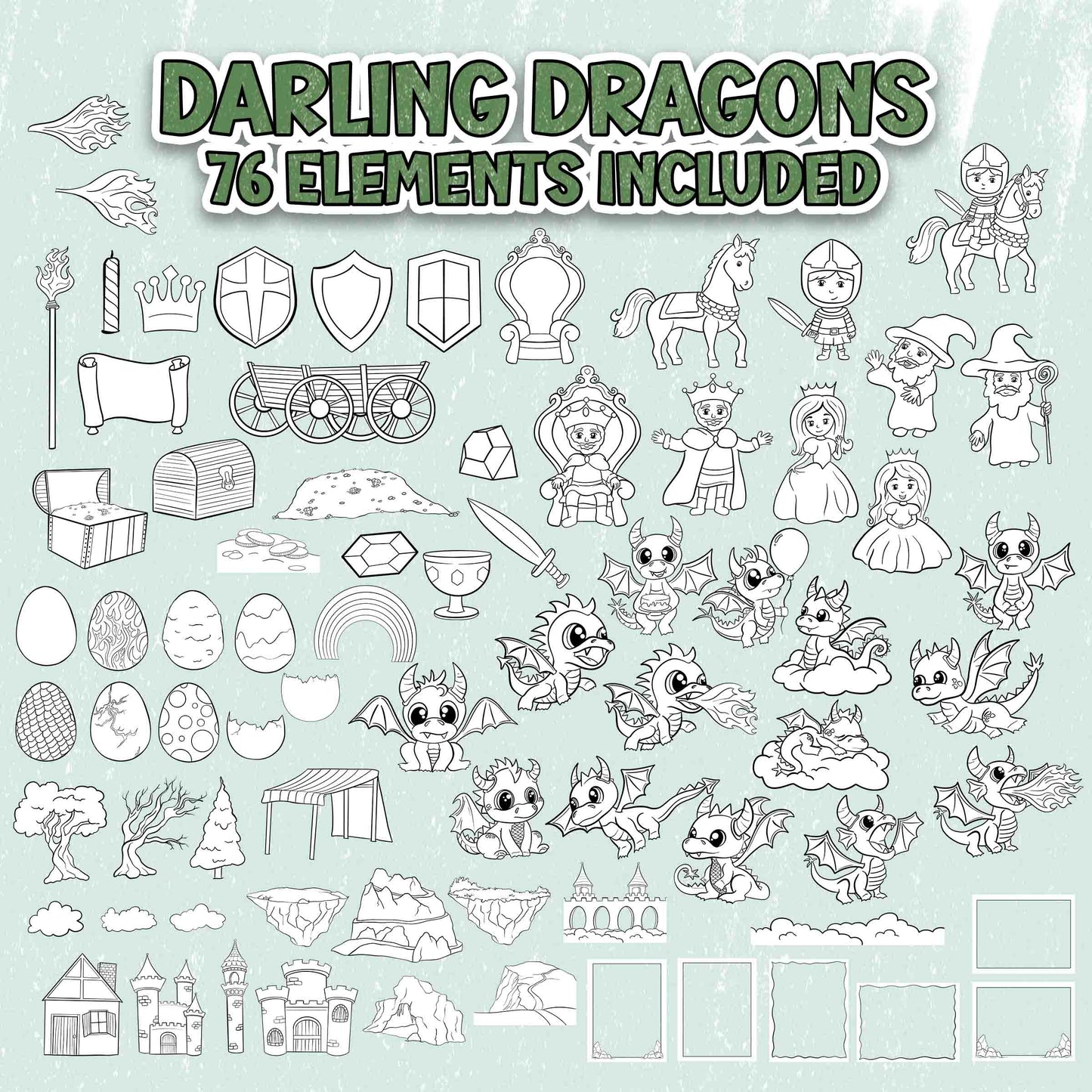 Darling Dragons - Coloring Page Scene Creator