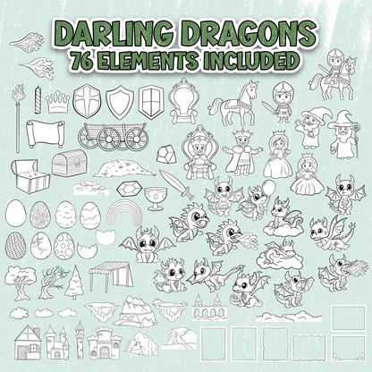 Darling Dragons - Coloring Page Scene Creator