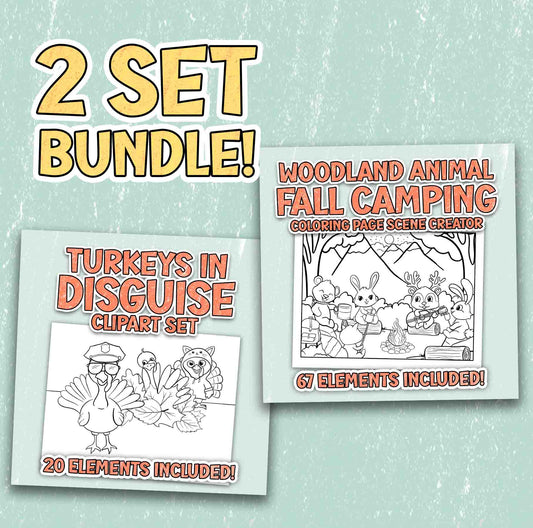 Fall Bundle - Woodland Animal Camping and Turkeys in Disguise