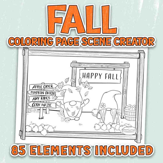 Fall Coloring Page Scene Creator