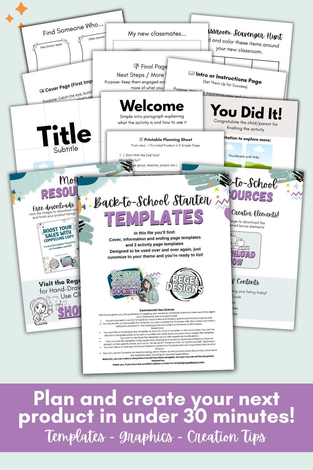 Back-to-School Starter Templates + Mini Scene Creator Set