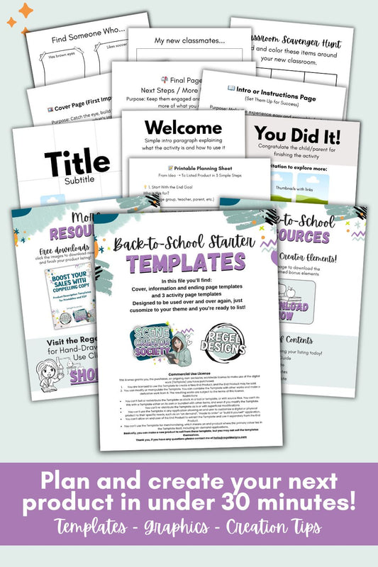 Back-to-School Starter Templates + Mini Scene Creator Set