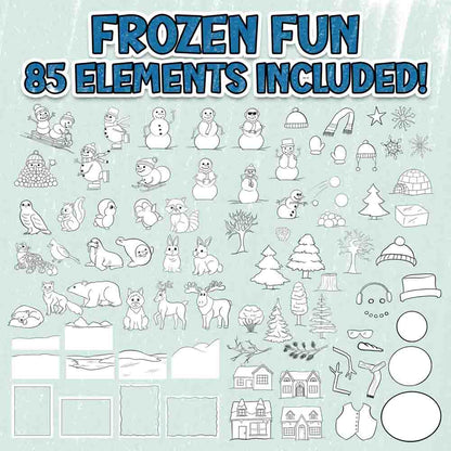 Frozen Fun: A Winter Themed Coloring Page Scene Creator