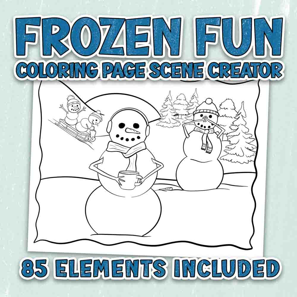 Frozen Fun: A Winter Themed Coloring Page Scene Creator