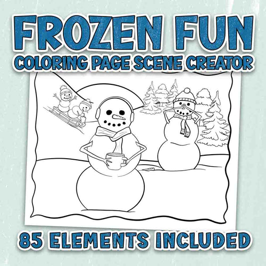 Frozen Fun: A Winter Themed Coloring Page Scene Creator