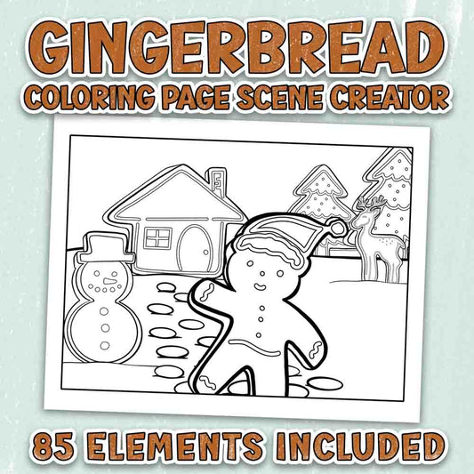 Gingerbread Adventures - Coloring Page Scene Creator