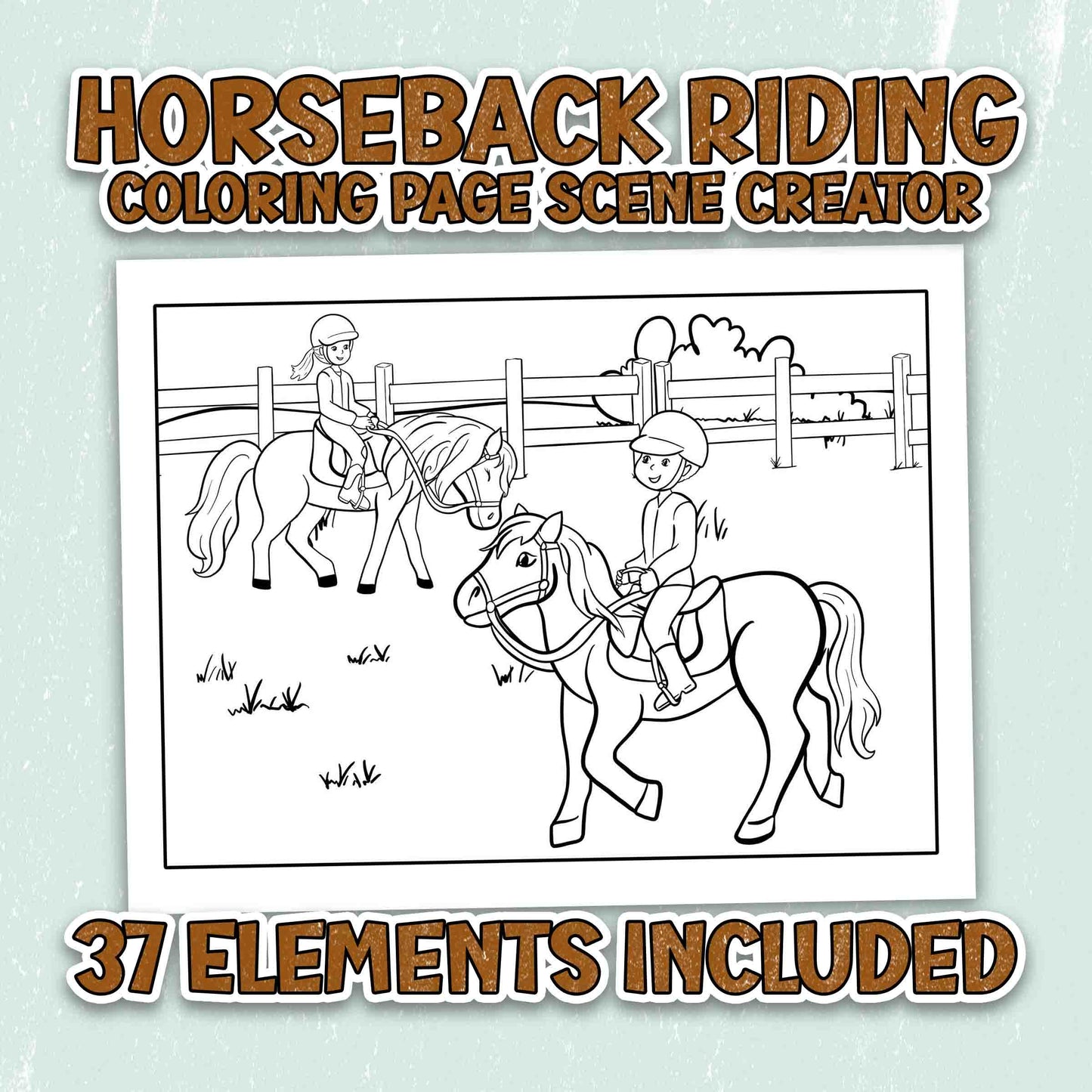 NEW - Horseback Riding - Coloring Page Scene Creator