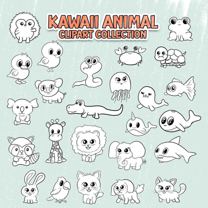 Kawaii Animals Coloring Page Scene Creator