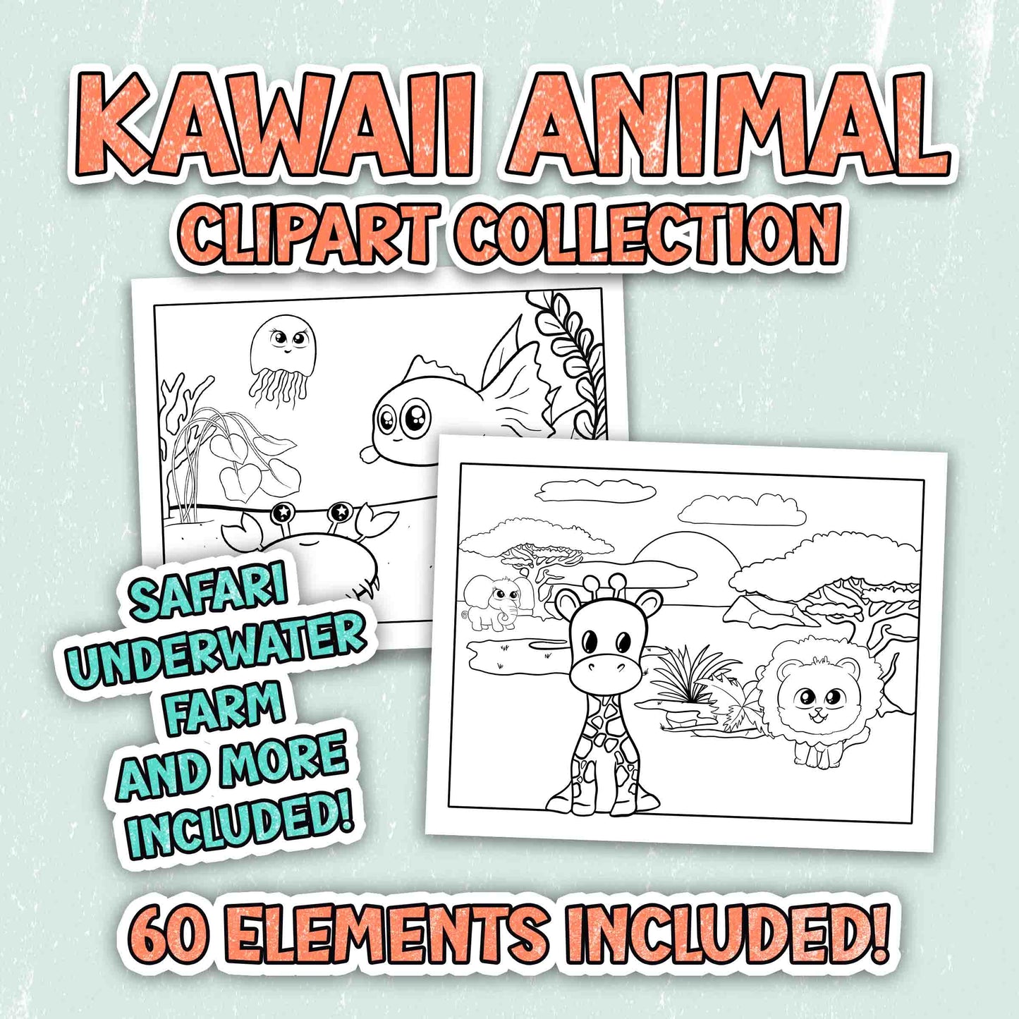 Kawaii Animals Coloring Page Scene Creator