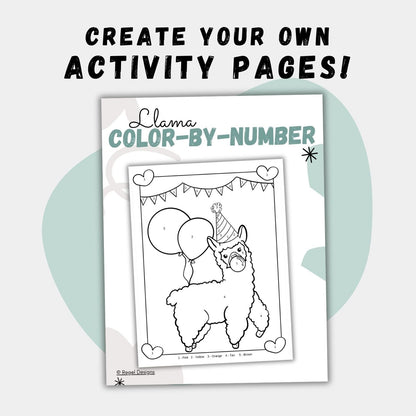 NEW IN SHOP! - Lovable Llamas - Coloring Page Scene Creator