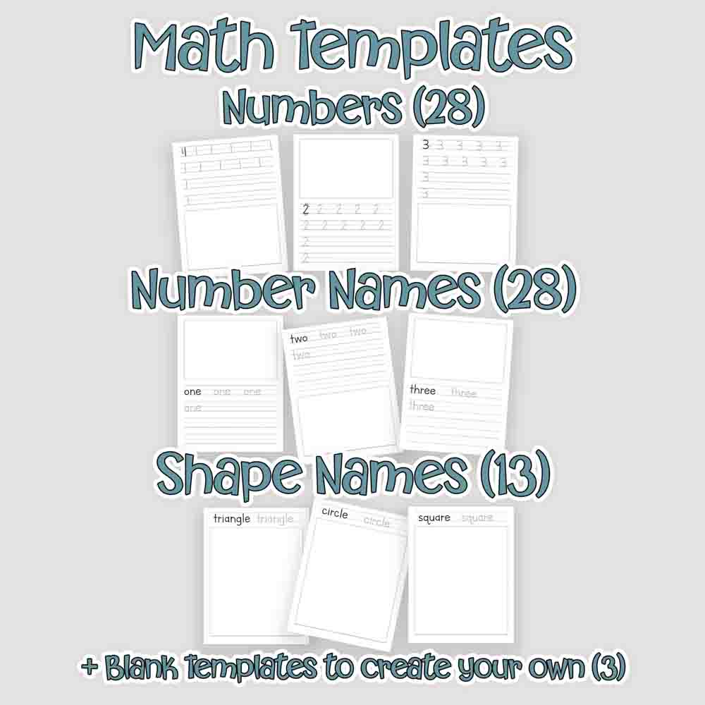 Preschool Handwriting and Math Template Bundle