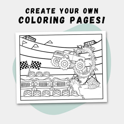 Monster Truck Coloring Page Scene Creator