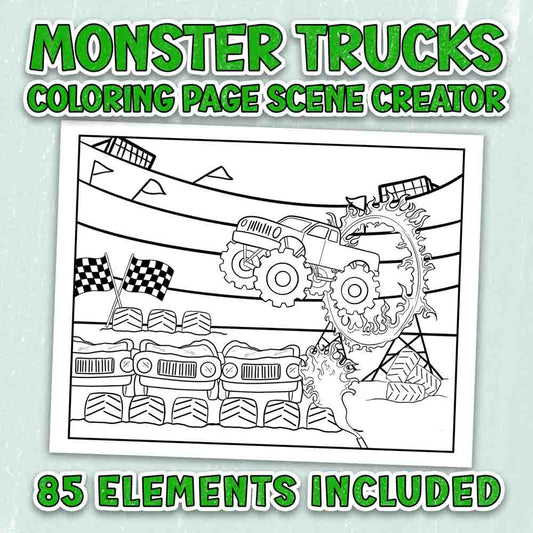 Monster Truck Coloring Page Scene Creator