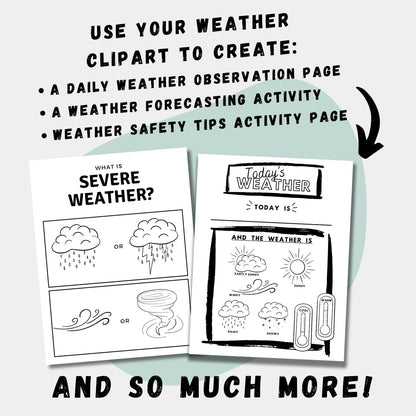 All About Weather - Black and White Clipart Set