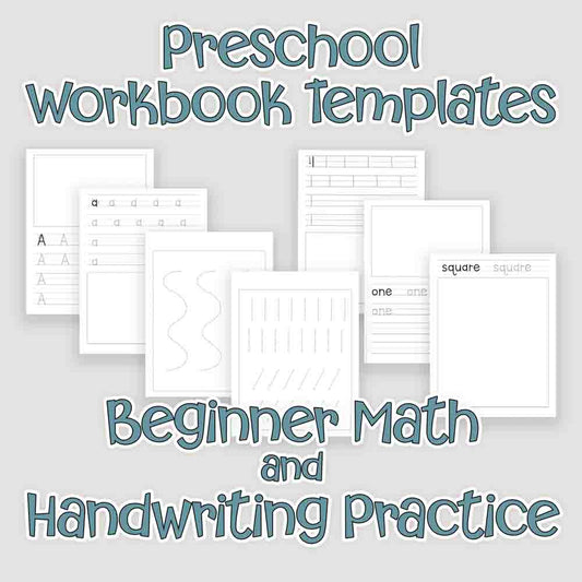 Preschool Handwriting and Math Template Bundle
