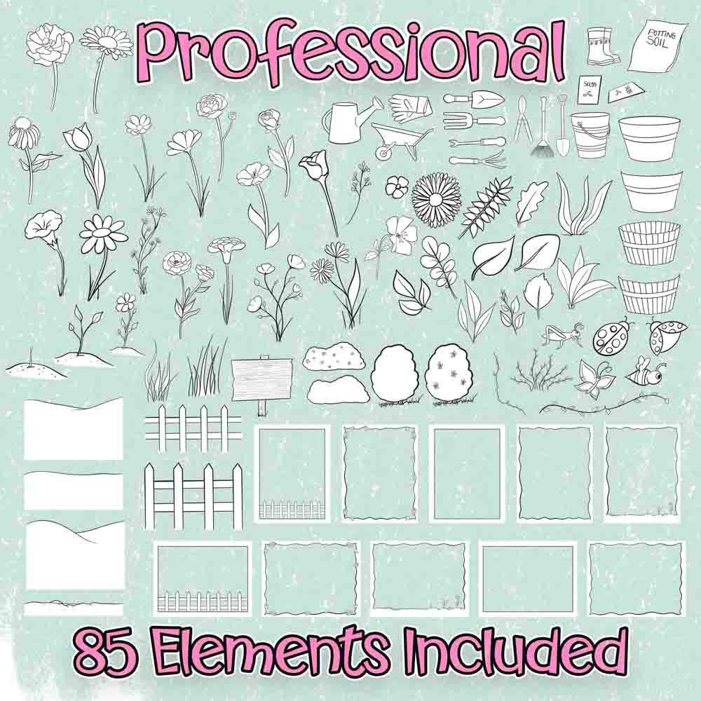 Springtime Coloring Page Scene Creator Bundle