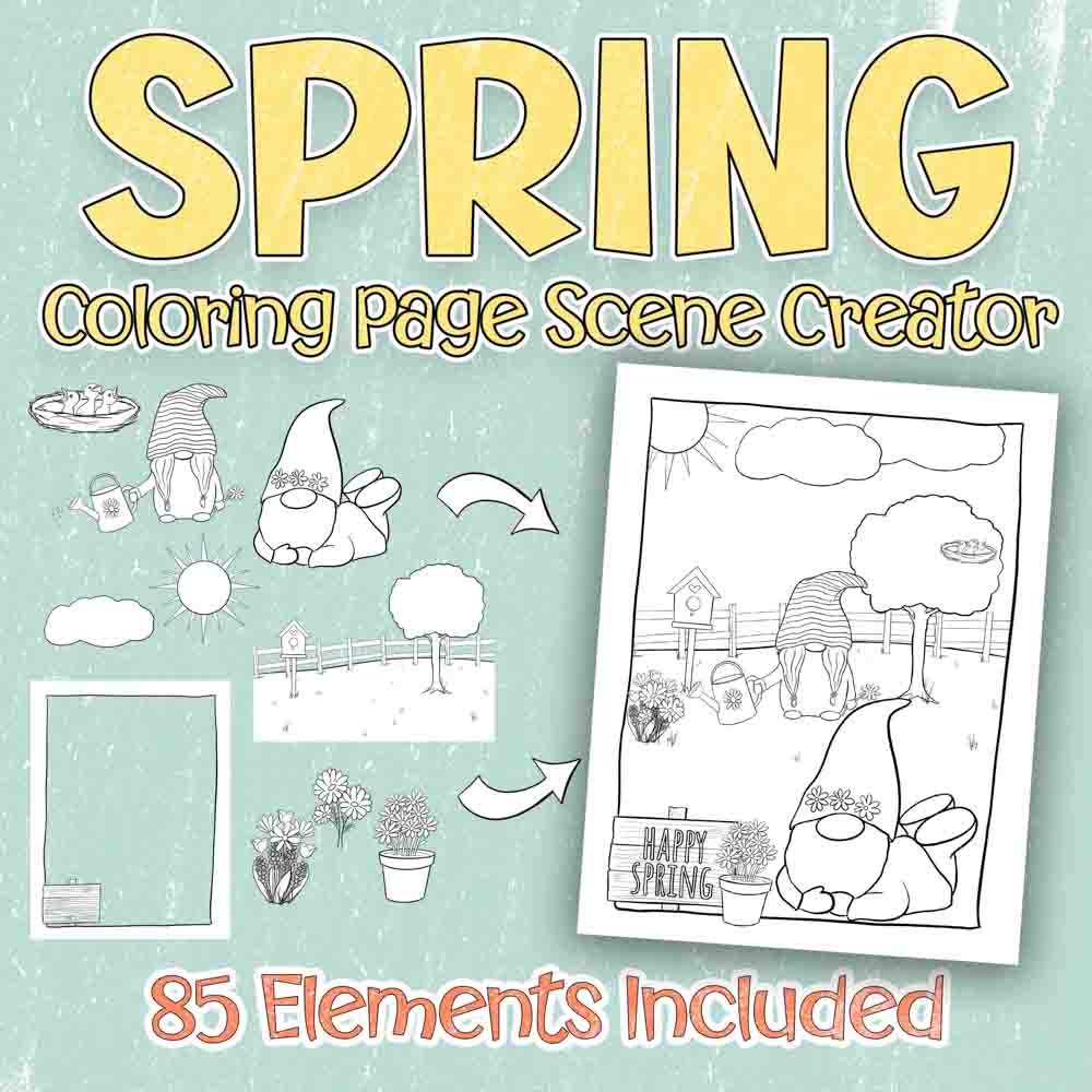 Spring Coloring Page Scene Creator