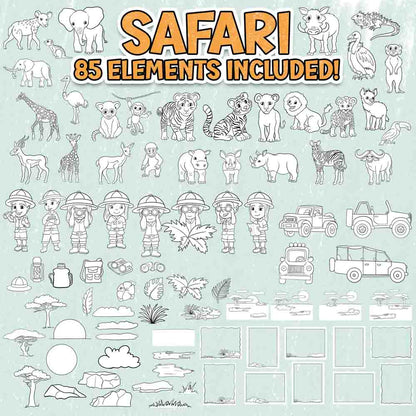 Wild Adventures: Unleash Your Creativity with the Arctic, Jungle, and Safari Coloring Page Scene Creator Bundle