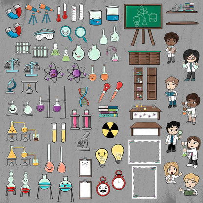 Kawaii Little Scientists - Colorful Scene Creator