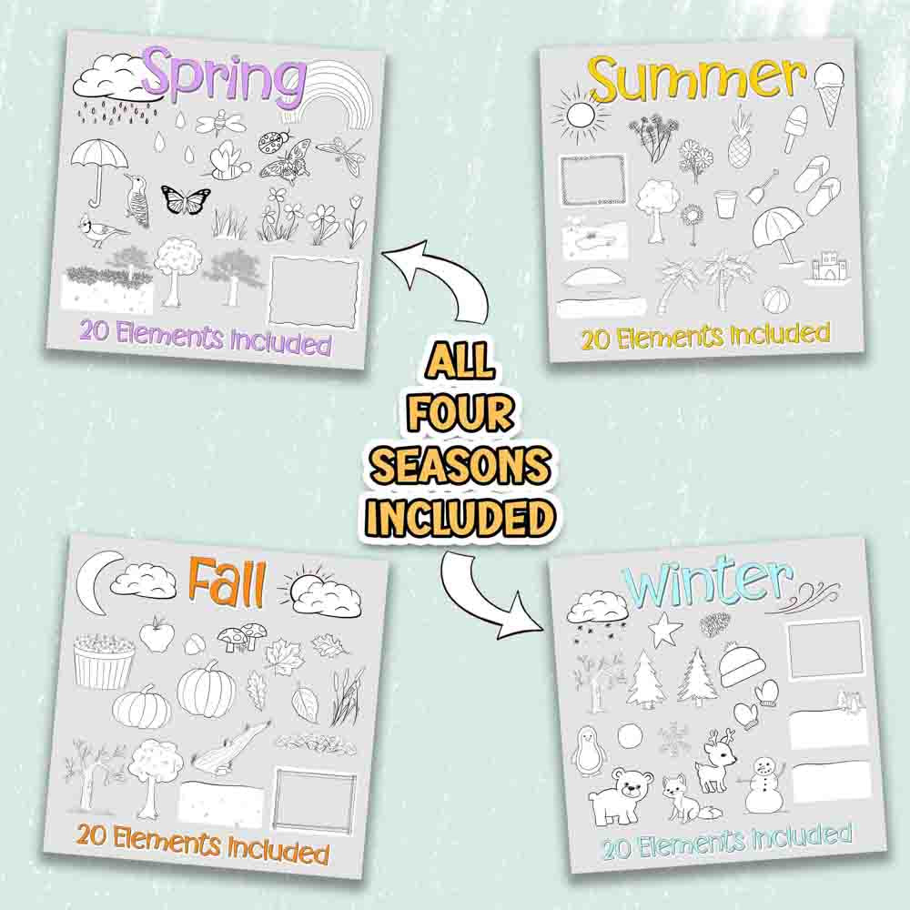 Four Seasons Scene Creator Set - Spring, Summer, Fall, Winter