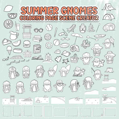 Summer Gnomes Coloring Page Scene Creator