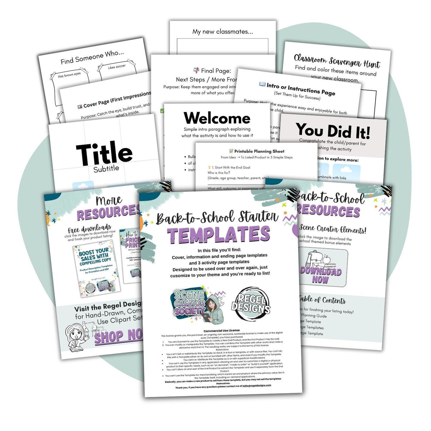 Back-to-School Starter Templates + Mini Scene Creator Set