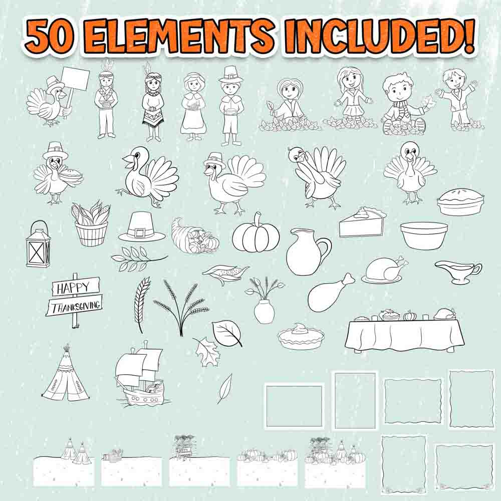 Full Year Holiday Bundle: Coloring Page Scene Creators