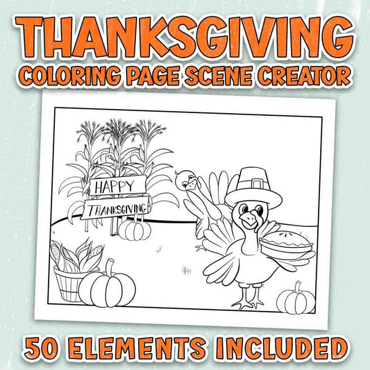 Thanksgiving Coloring Page Scene Creator
