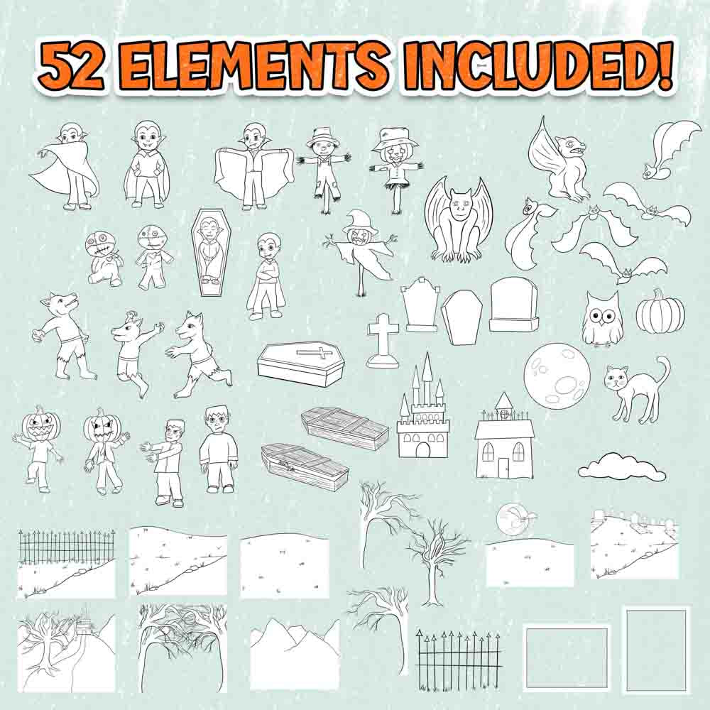 Full Year Holiday Bundle: Coloring Page Scene Creators