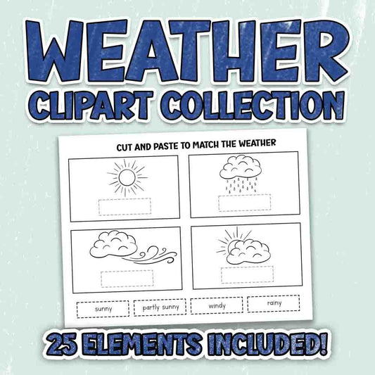 All About Weather - Black and White Clipart Set