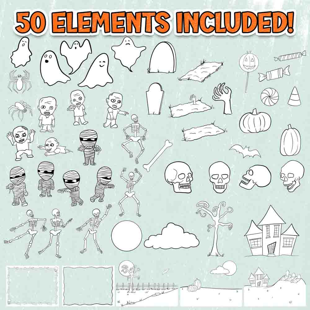 Full Year Holiday Bundle: Coloring Page Scene Creators